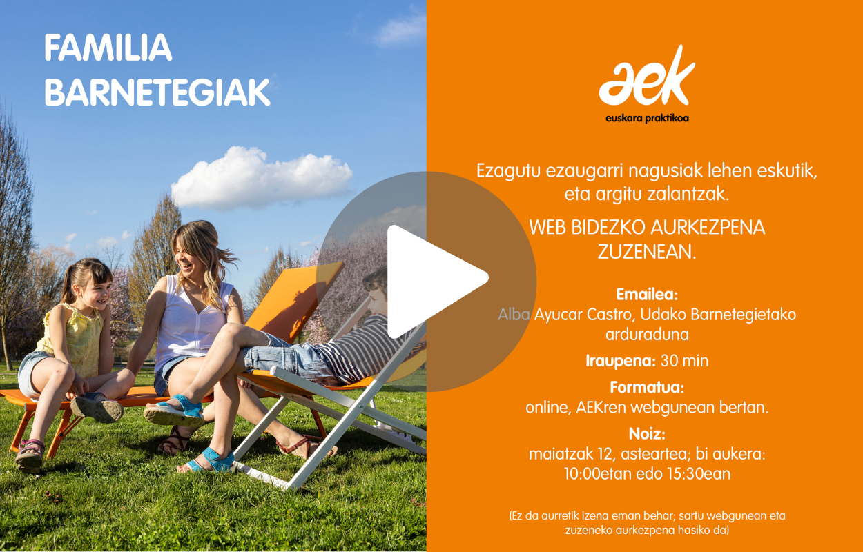 FAMILIA BARNETEGIEN AURKEZPENA (MAIATZAK 12. 10:00 // 15:30) Image